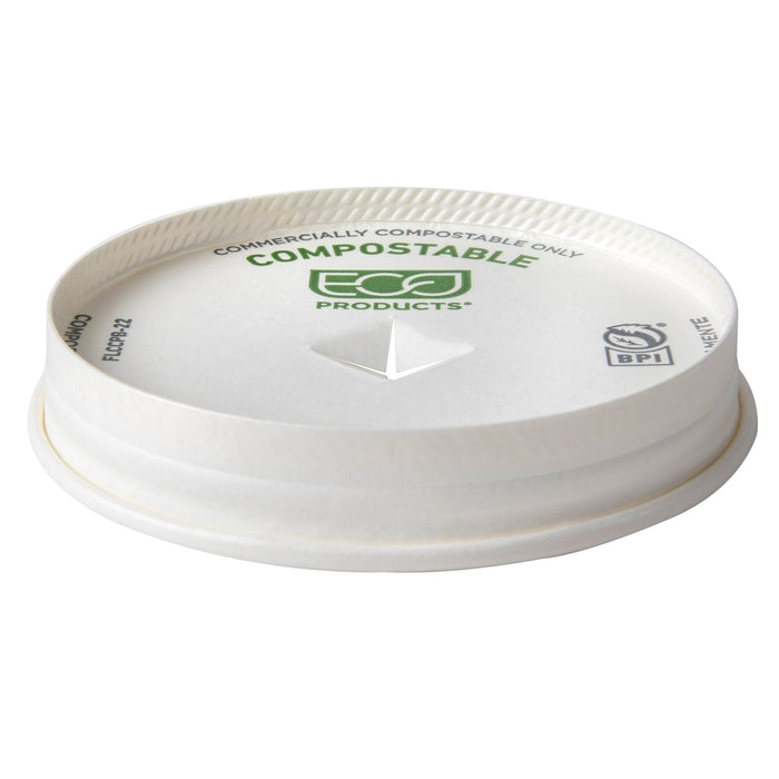EcoProducts Compostable Cold Cup Flat Lids (Fit 12 - 22oz Paper Cold Cups) | 99-Series | 1000/cs