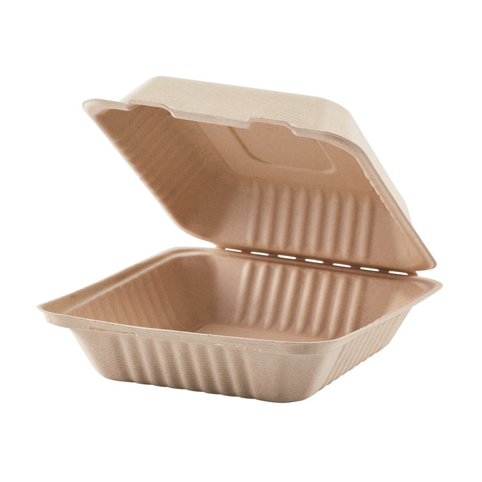 Karat Earth 9 x 9 Fiber Hinged Container | Natural | PFAS-Free