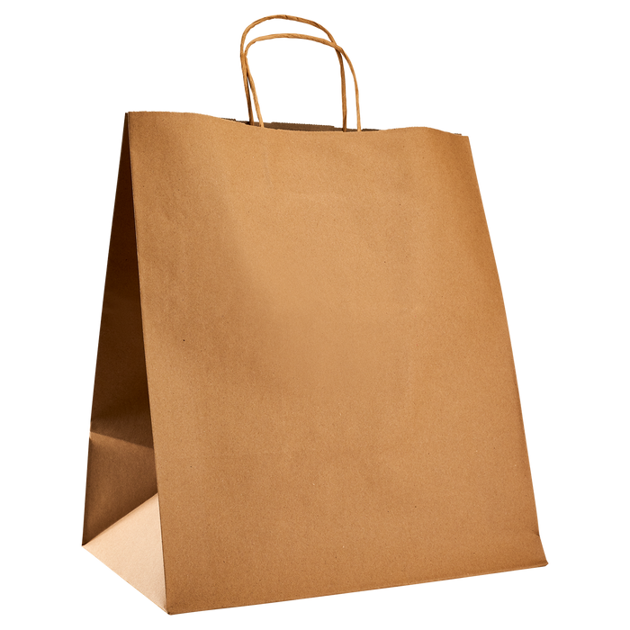 Karat Earth Paper Shopping Bag w/ Handles - XL | 13.9”W x 15.9”H x 9.3G | Kraft