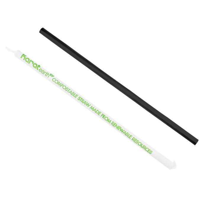 Karat Earth PLA Giant 8.75" Straw | Wrapped | Black