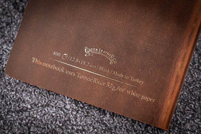Leather Notebook - Tomoe River Paper - B6 - Crazy Horse Brown