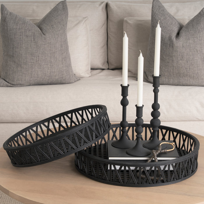 Matte Black Blown Glass Candlestick
