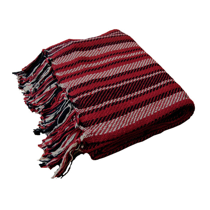 NNEDSZ Stella 100% Cotton Knitted Throw Rug Red Multi-0