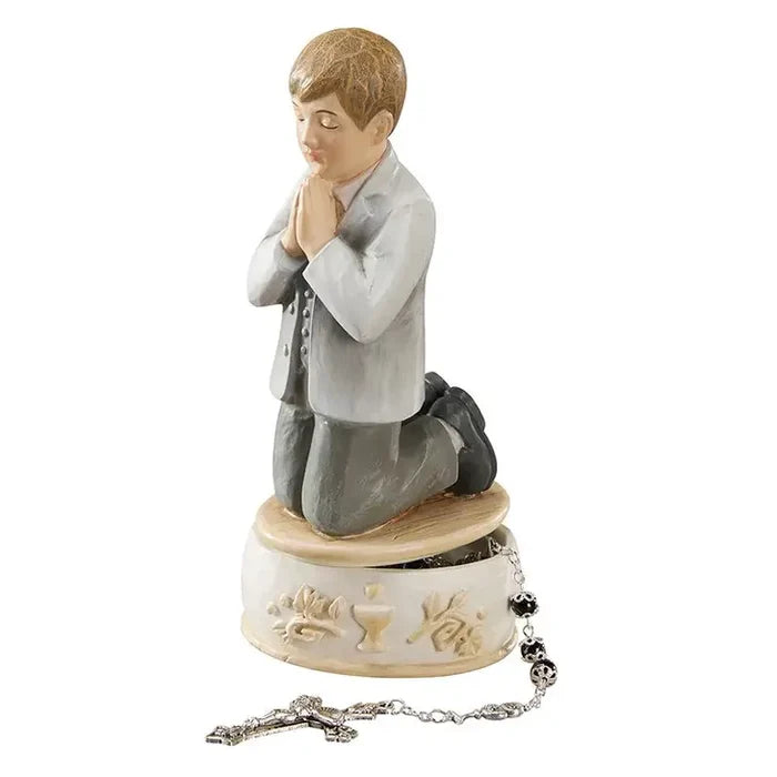 Praying Boy Rosary Keepsake Box