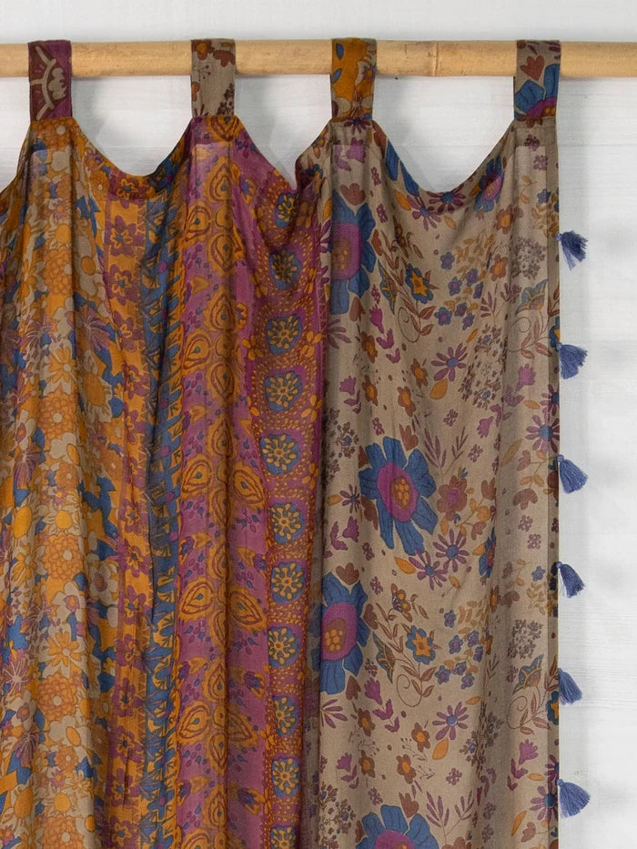 Printed Curtain Panel - Grey Periwinkle Border-view 3