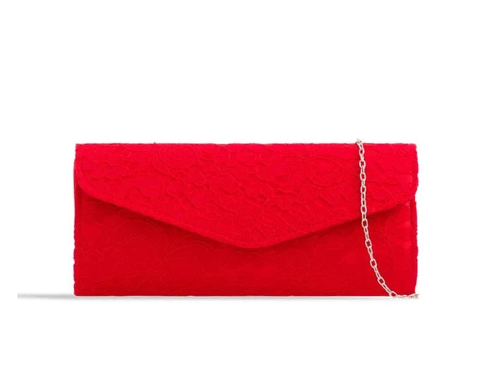 Red Lace Overlay Clutch Bag - Franklins
