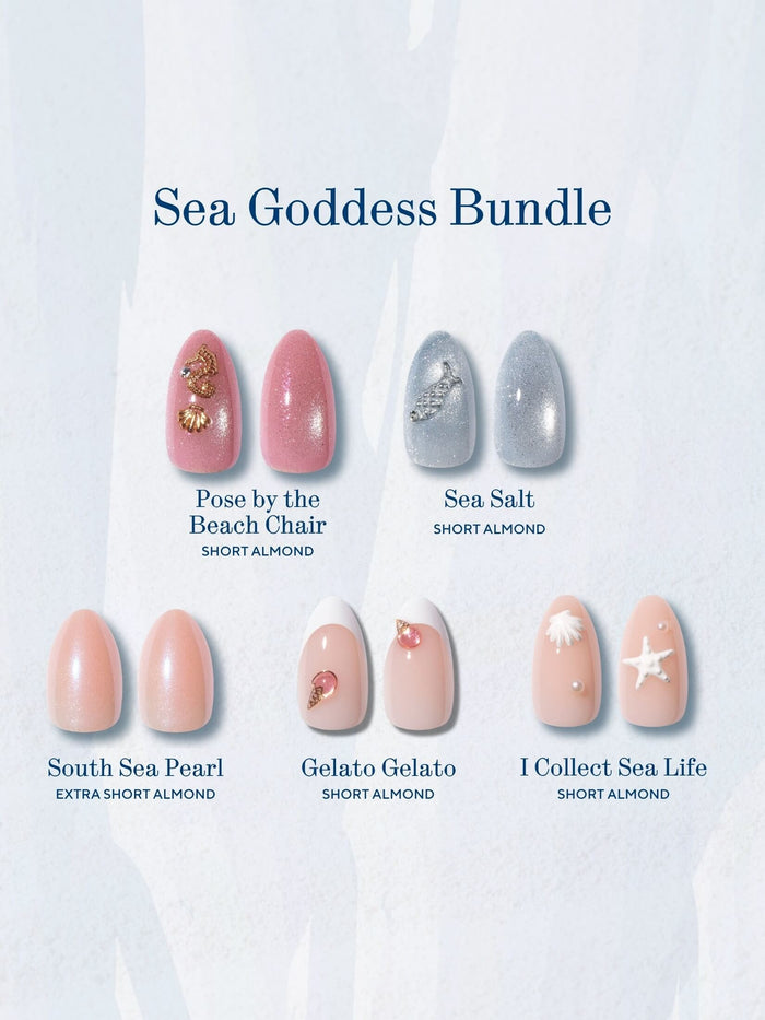 Nail art design bundle with various nail shapes and colors on a white background