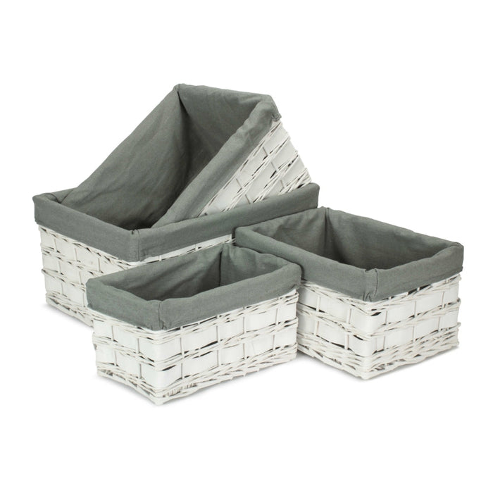Whitewash Grey Lined Scandi Storage Basket