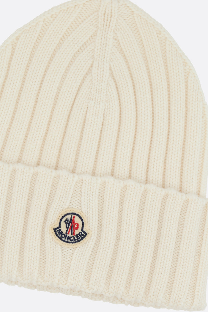 wool beanie with logo patch