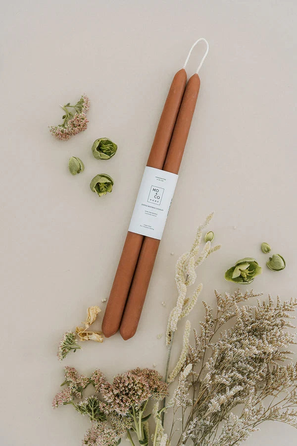 100 % Dipped Beeswax Taper Candles