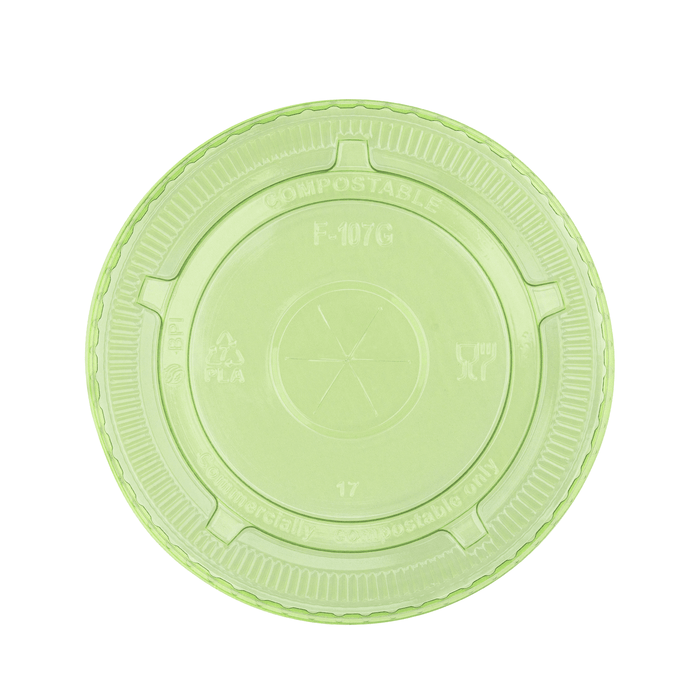 108-Series Lid | Karat Earth Flat Lid for 32oz PLA Cup  | Green