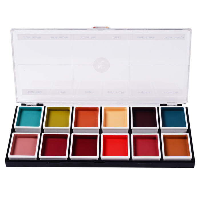 12 Color Complexion Alcohol Activated Palette open case