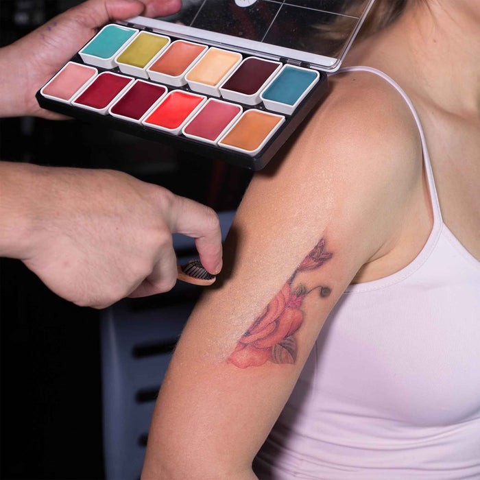 Complexion alcohol palette used for SFX makeup application