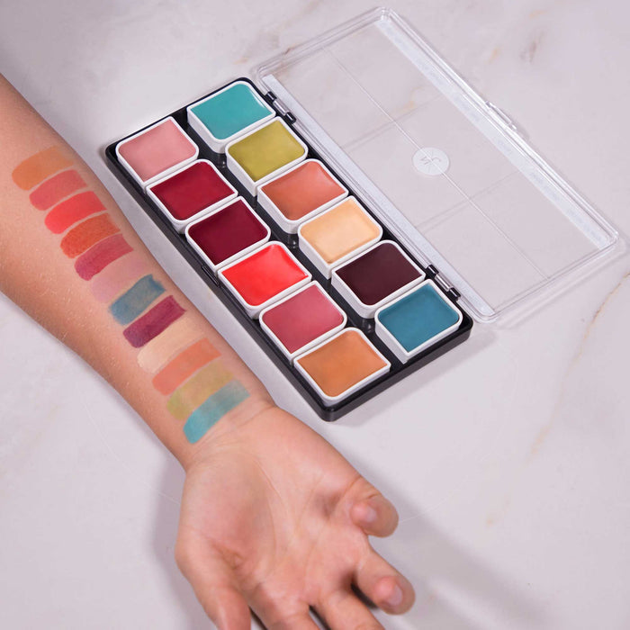 Complexion palette swatches on arm