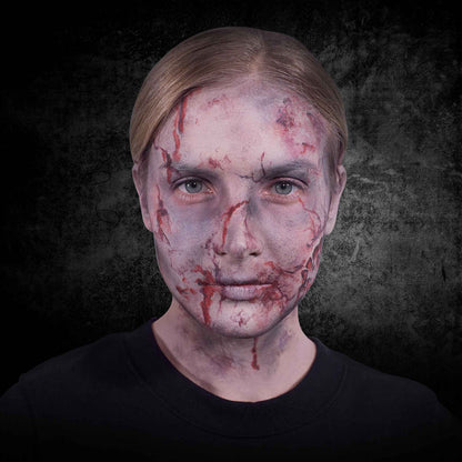 Zombie SFX makeup look created with alcohol palette