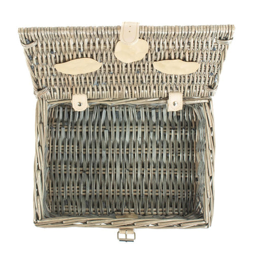 30cm Antique Wash Split Willow Wicker Picnic Basket