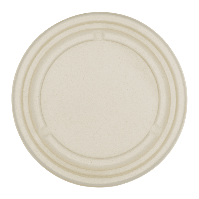 455-Series Lid | Karat Earth Fiber Flat Lid for 16-24oz Fiber Take Out Bowl | Round | Natural