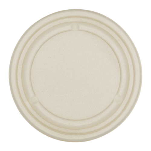 455-Series Lid | Karat Earth Fiber Flat Lid for 16-24oz Fiber Take Out Bowl | Round | Natural