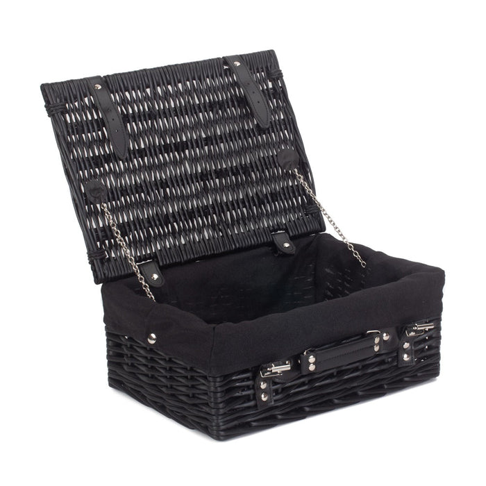 51cm Empty Black Willow Picnic Basket With Cotton Lining