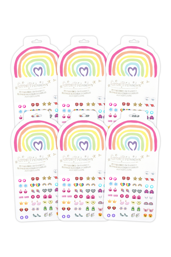 6 Packs of Rainbow Love Sticker Earrings