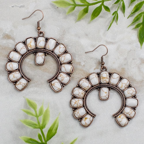 73932 - Turquoise Earrings - Ivory & Copper