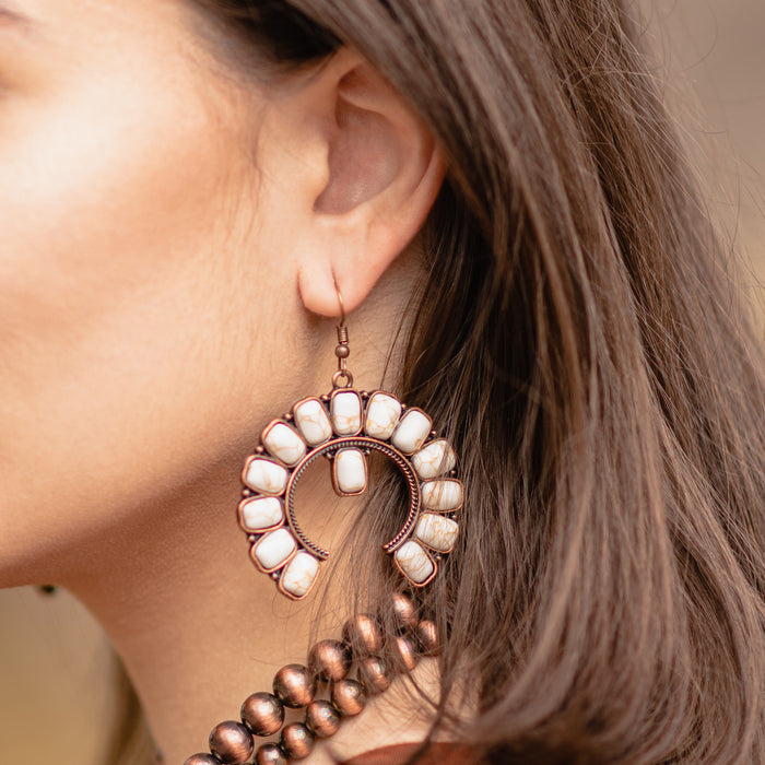 73932 - Turquoise Earrings - Ivory & Copper