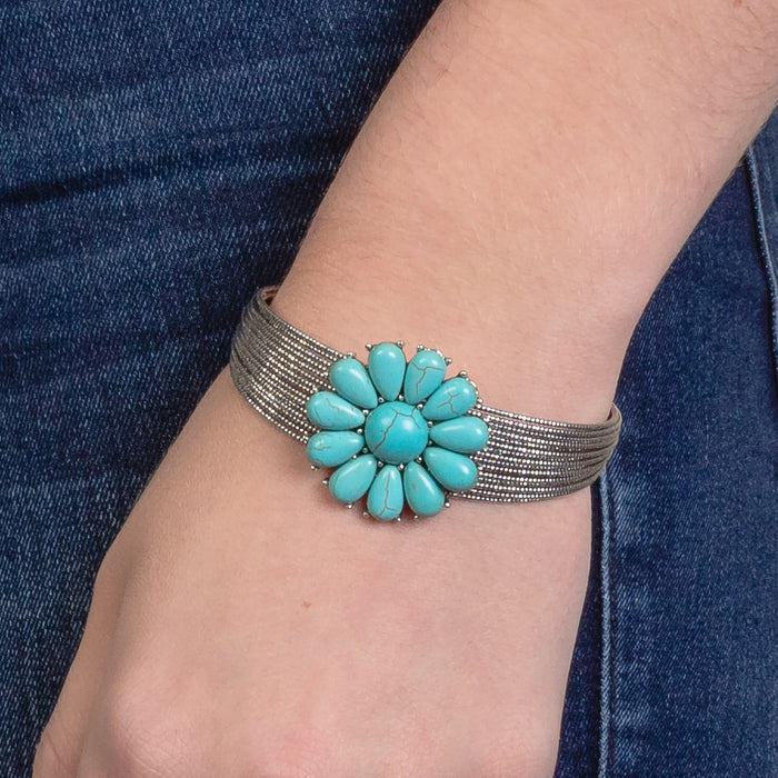 74824 - Squash Blossom Cuff Bracelet - Turquoise