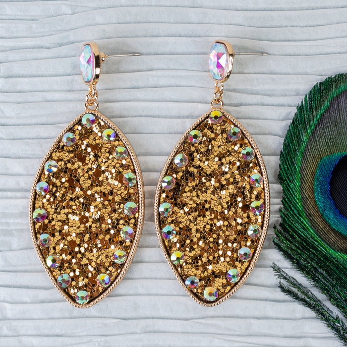 93131 - Glitter Rhinestone Earrings - Gold
