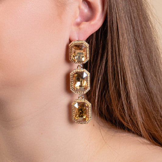 93162 - Crystal Earrings - Gold