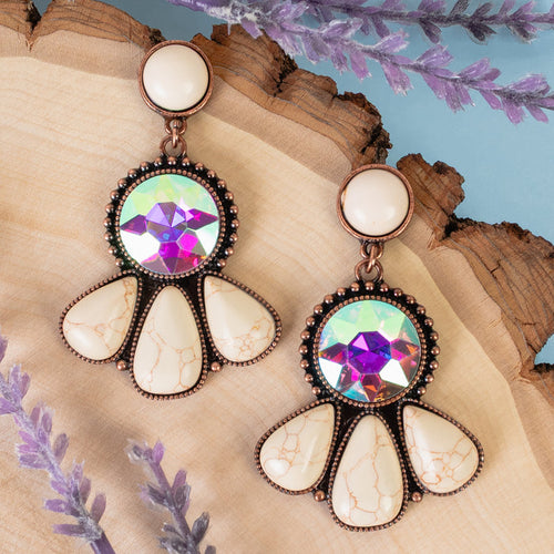 93413 - Squash Blossom Earrings - Ivory & Copper