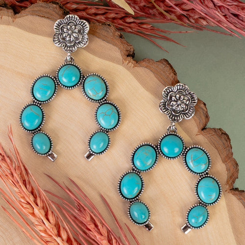 93472 - Squash Blossom Earrings - Turquoise & Silver