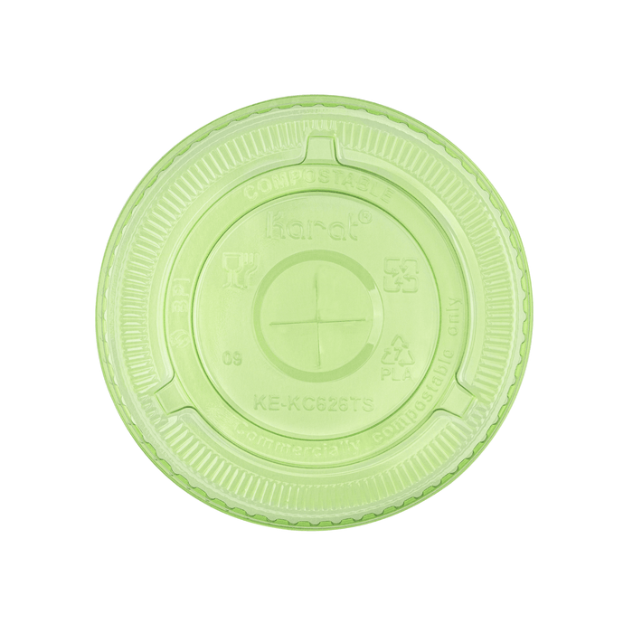 98-Series Lid | Karat Earth Flat Lid for 12-24oz PLA cup | Green