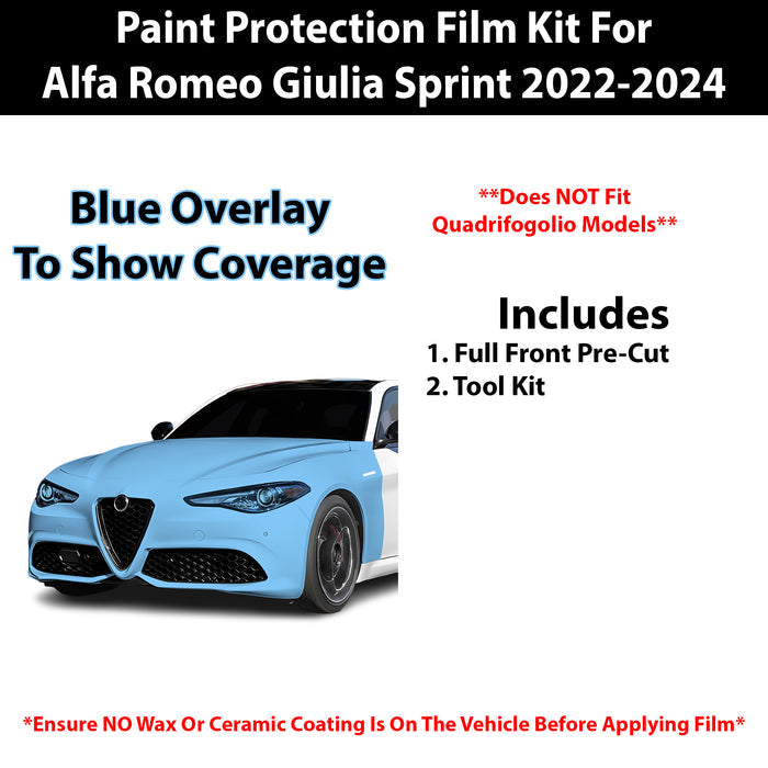 Fits Alfa Romeo Giulia 2022+ Precut Premium Paint Protection Film Clear Bra PPF Decal Film Kit - Bogar Tech Designs
