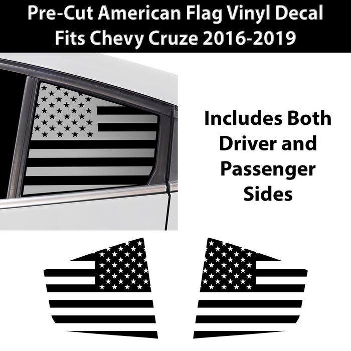 Quarter Window American Flag Vinyl Decal Stickers Fits Chevrolet Cruze 2016 - 2019 - Bogar Tech Designs