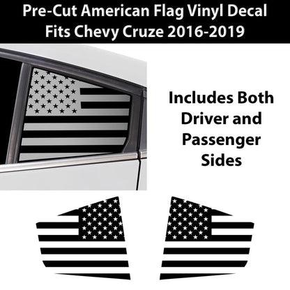 Quarter Window American Flag Vinyl Decal Stickers Fits Chevrolet Cruze 2016 - 2019 - Bogar Tech Designs