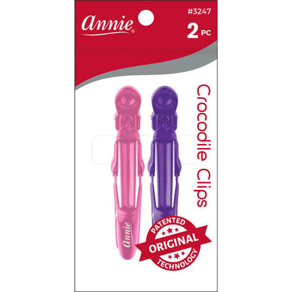 Annie Crocodile Hair Clips 4.5 Inch, 2 Count, Pink & Purple
