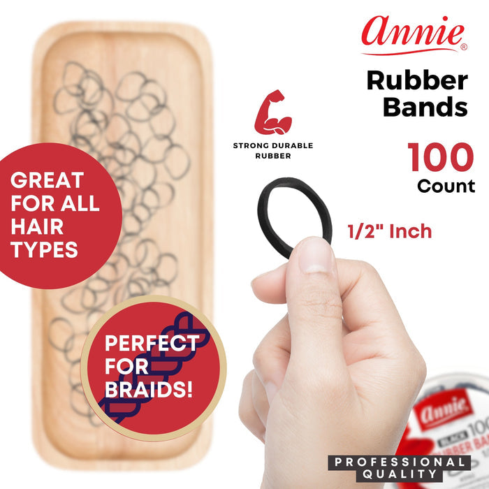 Annie Hair Rubber Bands 14mm, 1,000 Count, Black