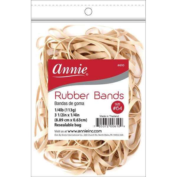 Annie Hair Rubber Bands 3 1/2 Inch x 1/4 Inch, 1/4lb Bag, Beige