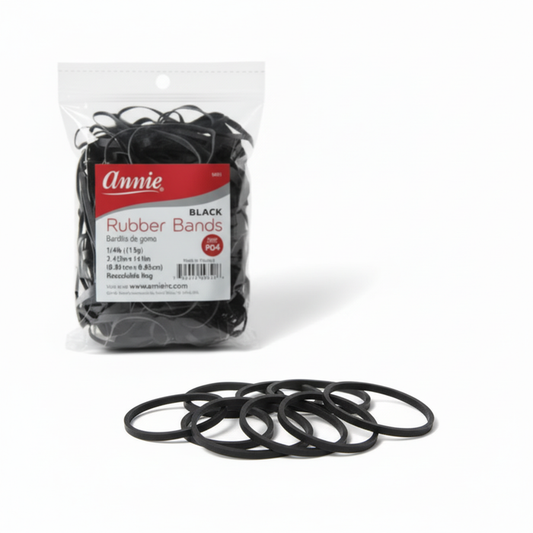 Annie Hair Rubber Bands 3 1/2 Inch x 1/4 Inch, 1/4lb Bag, Black