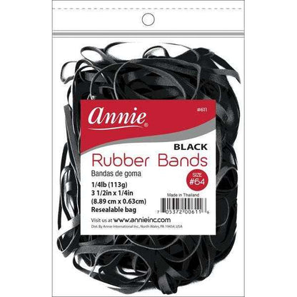 Annie Hair Rubber Bands 3 1/2 Inch x 1/4 Inch, 1/4lb Bag, Black