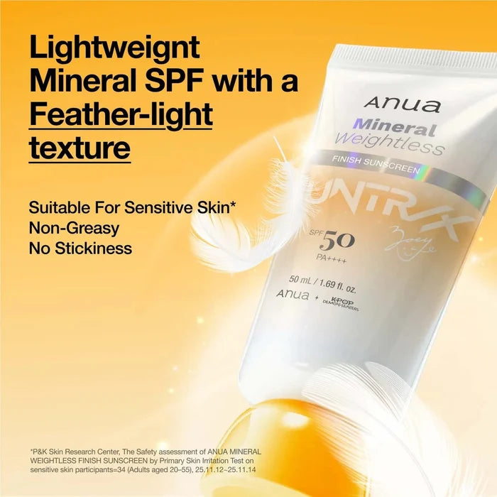 Anua KPOP Demon Hunters Mineral Weightless Finish Sunscreen 50ml واقي الشمس المعدني الخفيف الوزن من أنوا كيبوب ديمون هانترز - Princess Cosmetics Qatar
