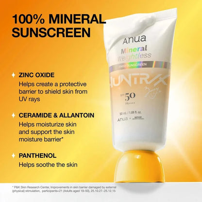 Anua KPOP Demon Hunters Mineral Weightless Finish Sunscreen 50ml واقي الشمس المعدني الخفيف الوزن من أنوا كيبوب ديمون هانترز - Princess Cosmetics Qatar