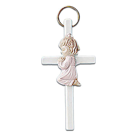 Autom Girl Praying Porcelain Cross