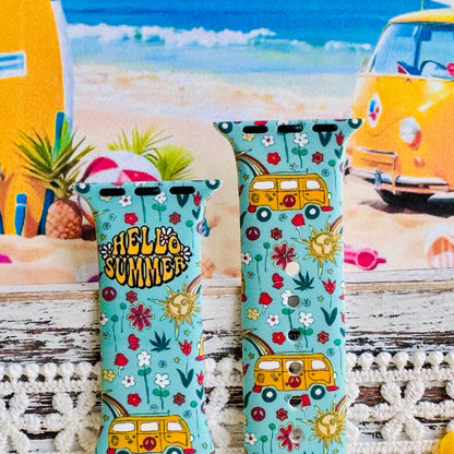 Beach Bus Babe Print Silicone Band For Apple Watch