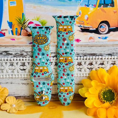 Beach Bus Babe Print Silicone Band For Apple Watch