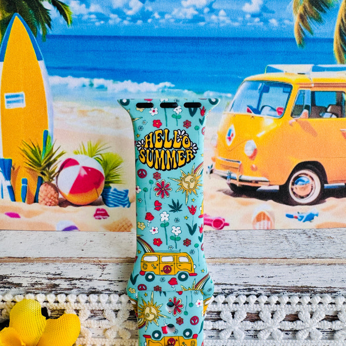 Beach Bus Babe Print Silicone Band For Apple Watch