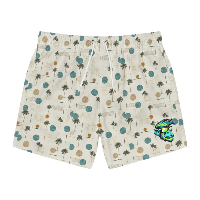 Beach Palm Pattern Swim Trunks — Retro Tropical AOP