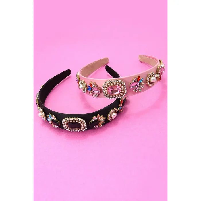 Black Rhinestone Embellished Headband