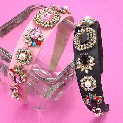 Black Rhinestone Embellished Headband