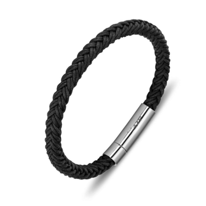 Blaze stainless steel men’s black cord bangle